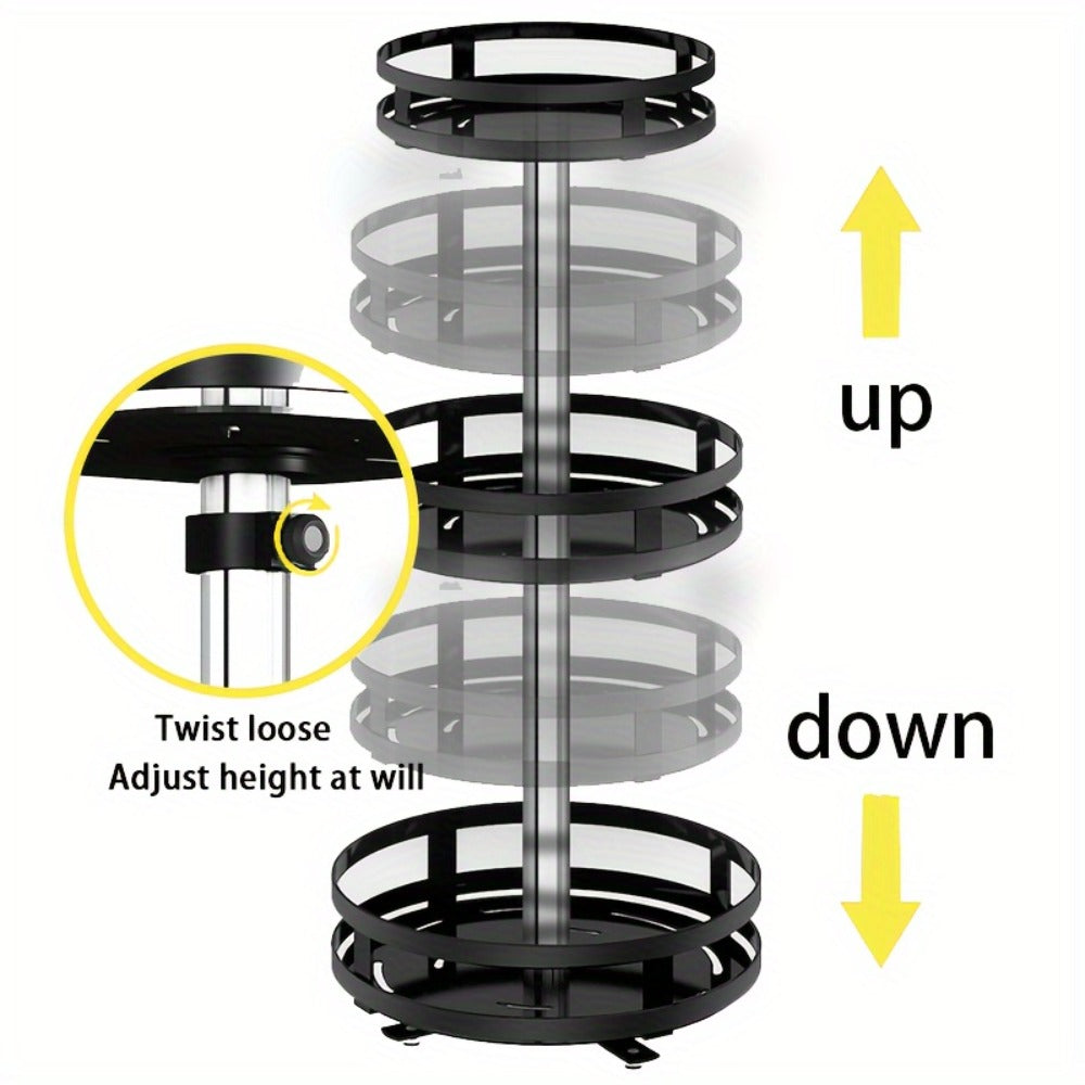 Lazy Susan Turntable Organizer Metal Rotating Spice Rack 1 2 3 Tier for Cabinet Kitchen Countertop Pantry Bathroom ¨C Spinning Storage Rack with Suction Cup Feet & Labels