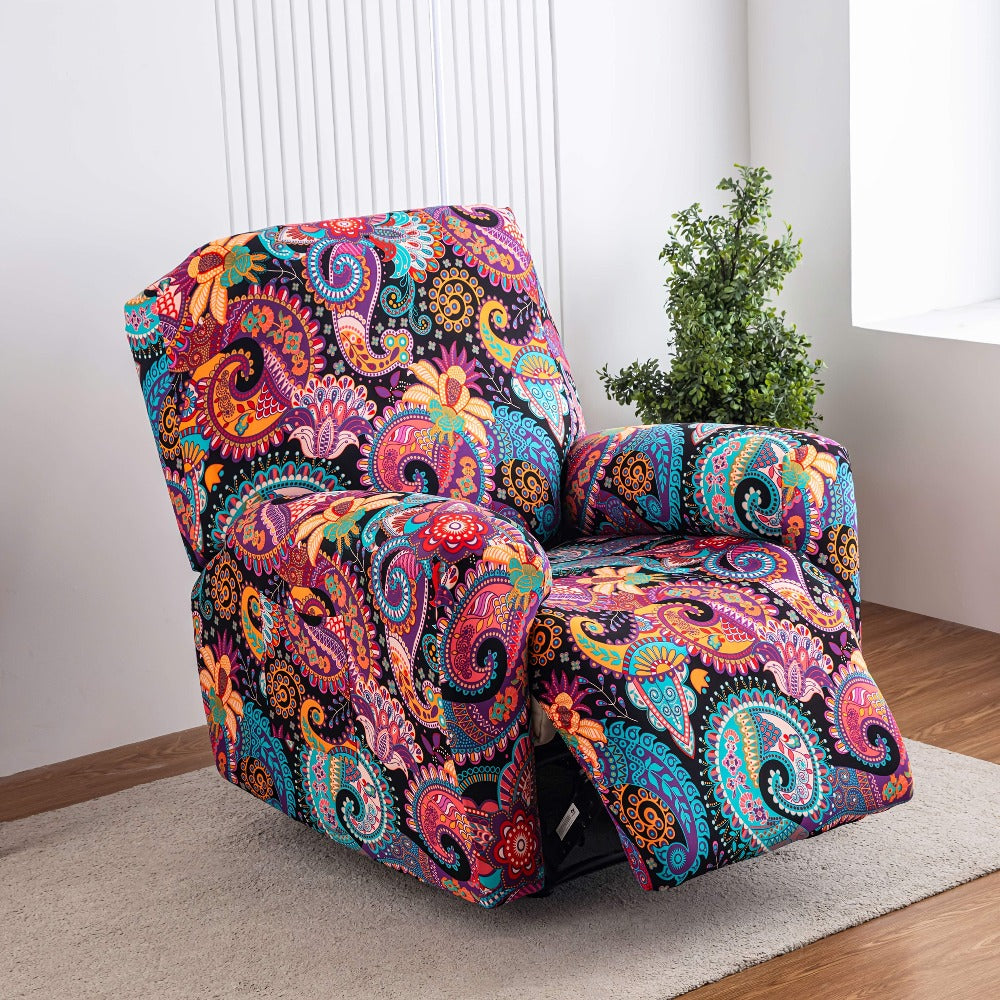 Tie Dye Lounge Chair Cover Set of 4 High Elasticity with Side Pockets Printed Stretch Chair Slipcover Pet Friendly for Bedroom Office Living Room Holiday Decor