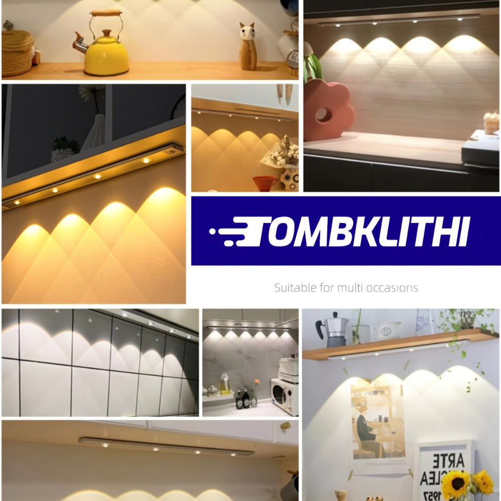 Motion Sensor LED Cabinet Light USB Rechargeable Dimmable Night Light Gesture Control 3 Modes Wireless Under Cabinet Lighting for Kitchen Bedroom Stairs Closet Reading Bedside 2pcs 3pcs