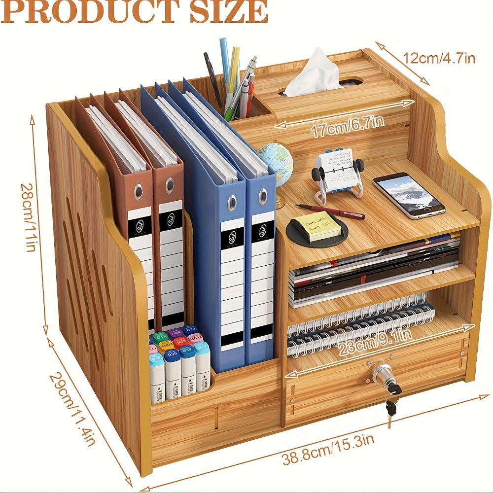 Wooden Desk Organizer for Office, Stackable Paper Tray File Holder for Home Office School, Desktop Document Sorter