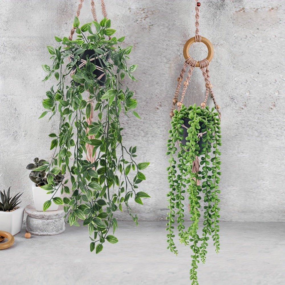 Artificial Hanging Plants 4 Pack ¨C Fake Trailing Vines for Indoor Outdoor Wall Shelf Room Decor, Realistic Faux Rose Greenery Hanging Basket Decoration