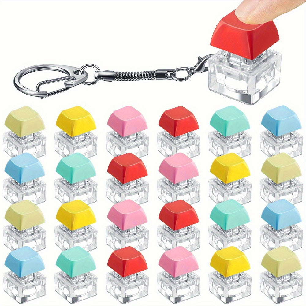 Keyboard Keycap Keychain 20pcs ¨C Anxiety Fidget Key Caps for Adults, Stress Relief Fingertip Toy, Mixed Color Party Favor Pack & Relaxation Gift Set