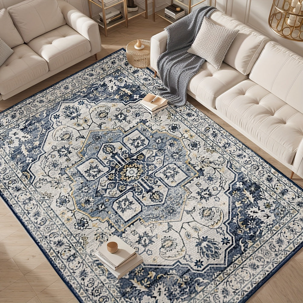 Vintage Persian Area Rug Machine Washable Non-Slip Non-Shedding Floral Indoor Carpet for Living Room Bedroom in Multiple Colors and Sizes