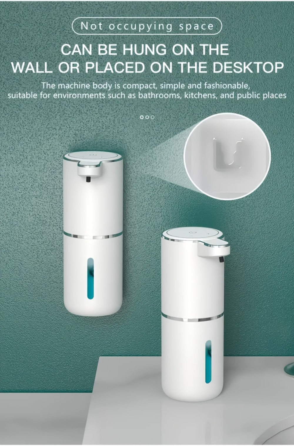 Automatic Foam Soap Dispenser Wall Mount Touchless 400ml USB Rechargeable IPX5 Waterproof 4 Adjustable Levels Sensor Soap Pump for Bathroom Kitchen Sink Office Hotel