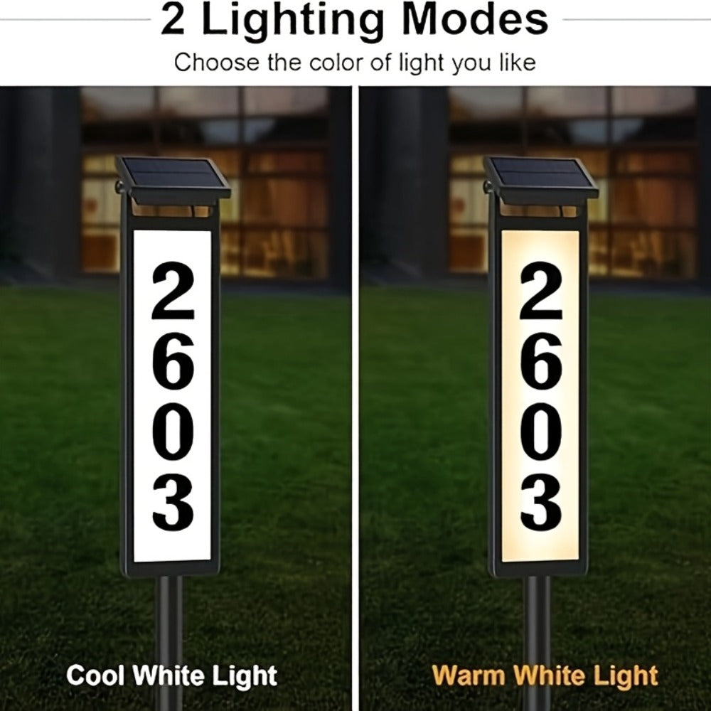 Solar House Number Light LED ¨C DIY Address Sign with 38 LEDs, Switchable Warm & Cool White, IP44 Weatherproof, 270¡ã Solar Panel, Auto On/Off for Home, Yard, Farm & Garden