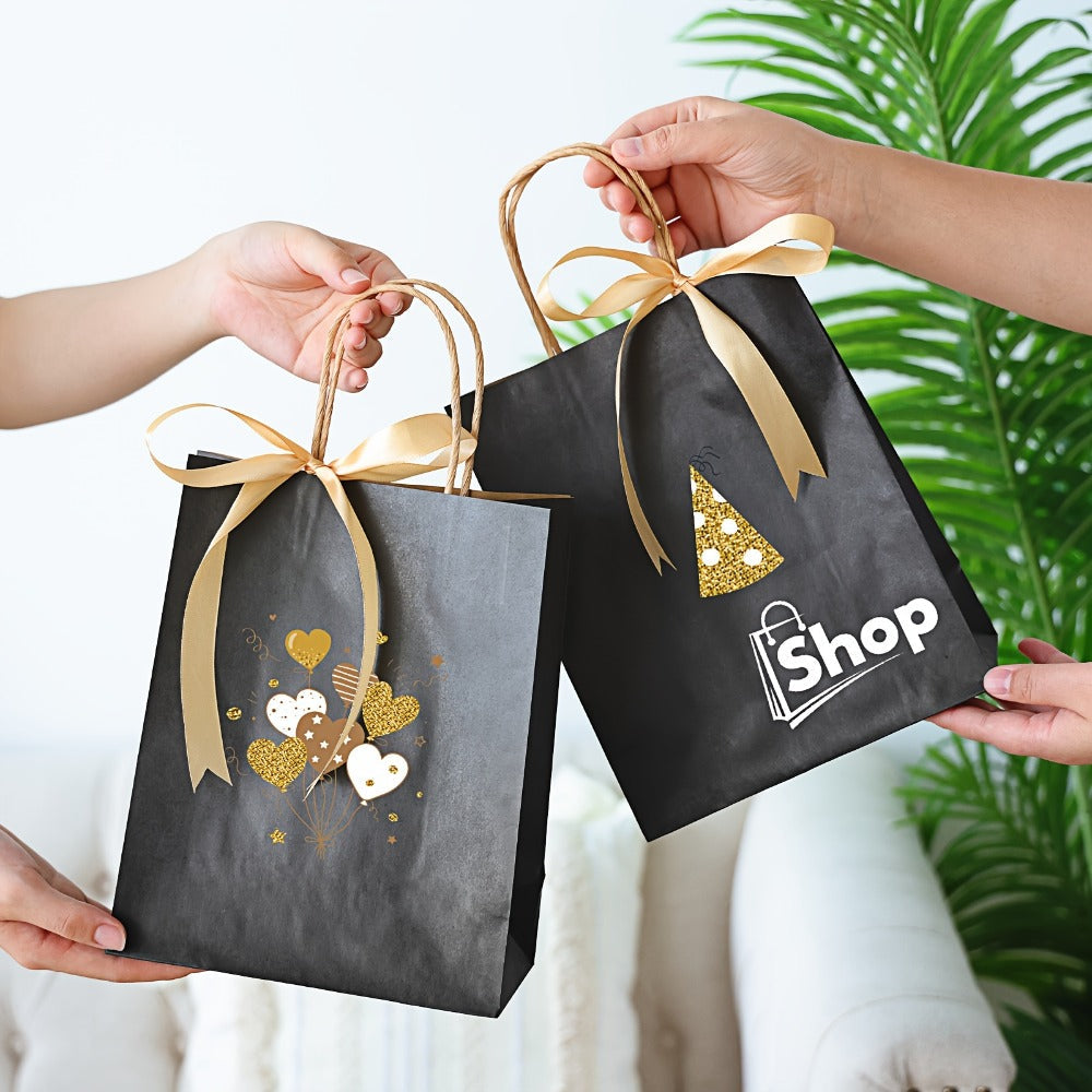 Paper Gift Bags with Handles 110pcs Bulk, Medium & Large Sizes, Shopping Bags for Small Business, Party Favor Bags, Candy Bags for Wedding Christmas Birthday