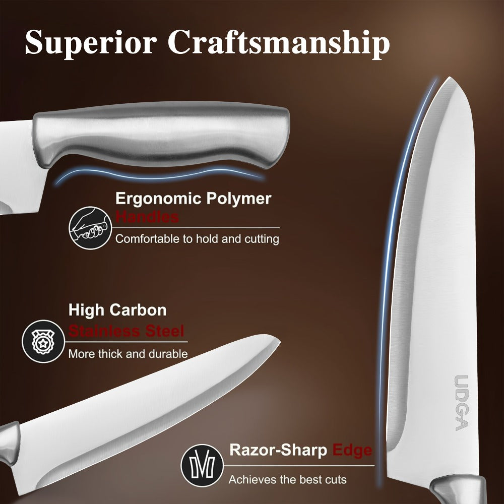 Stainless Steel Kitchen Knife Set Chef Knife Damascus Black Knife Block