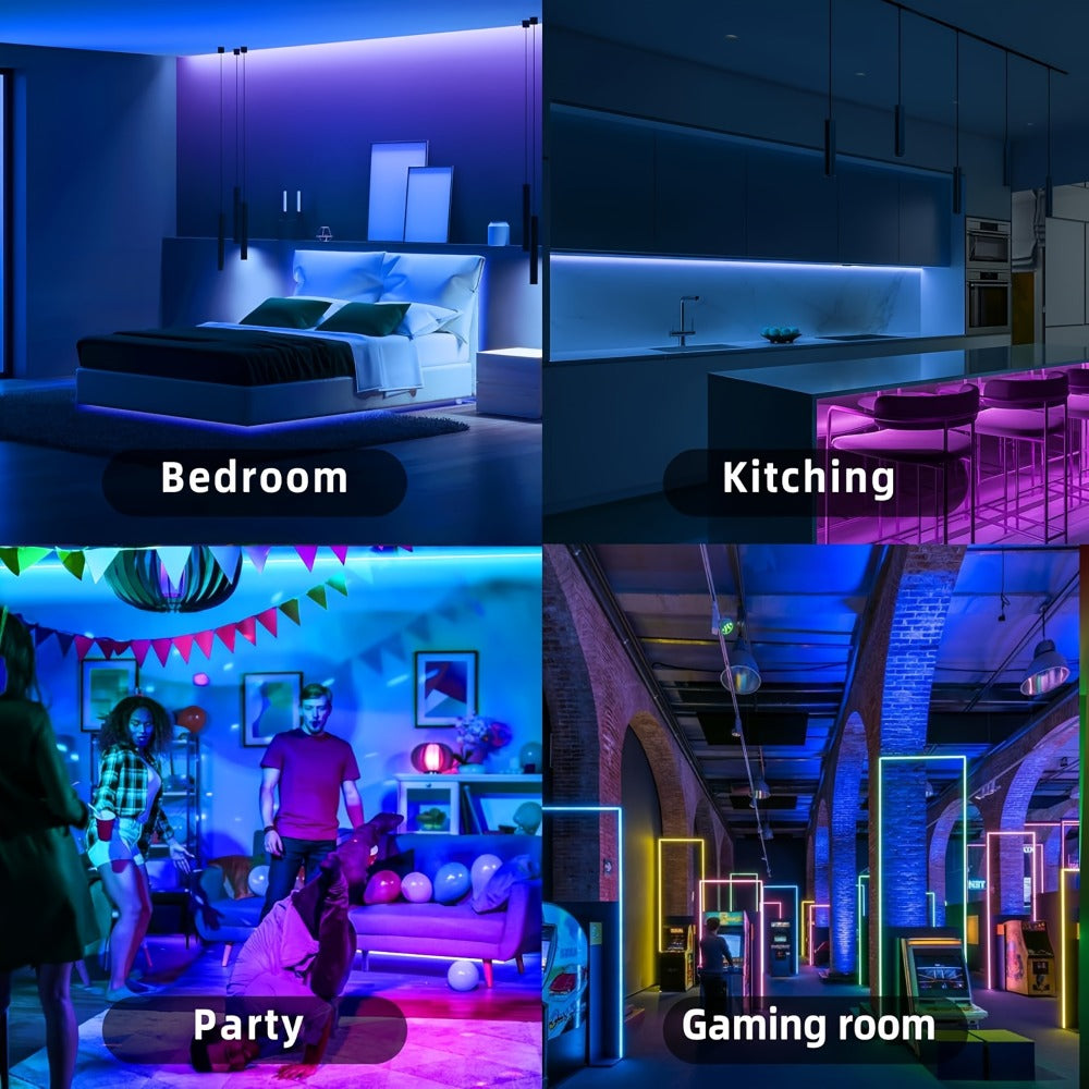 RGB LED Light Strip 5050 SMD USB Powered - Multi-Color Cuttable LED Strip with 3-Button Controller, Easy Install for Home Decor Living Room Bedroom TV Background Christmas Party Stage, 3M / 4M / 15M