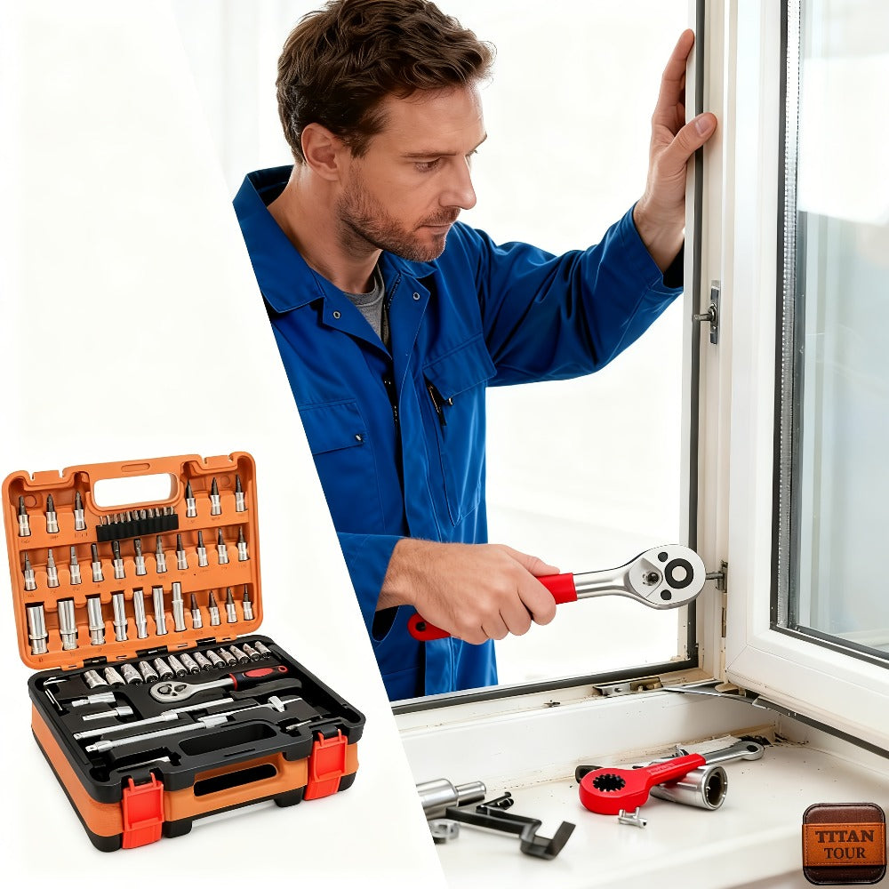Professional Socket Wrench Tool Set 999 Piece 1/4 3/8 1/2 Drive Ratchet Set with S2 CR-V Sockets for Car Repair Bicycle and Mechanical Work