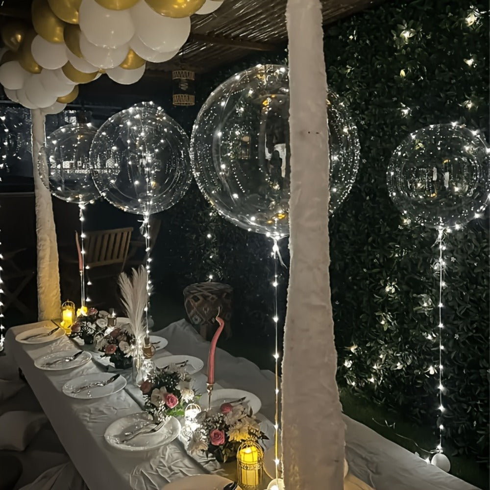LED Bubble Balloon Set 40 Pack (20 Balloons + 20 LED Lights) for Birthday Wedding Christmas Halloween Party Decoration ¨C White & Yellow, Helium Compatible, Battery Not Included