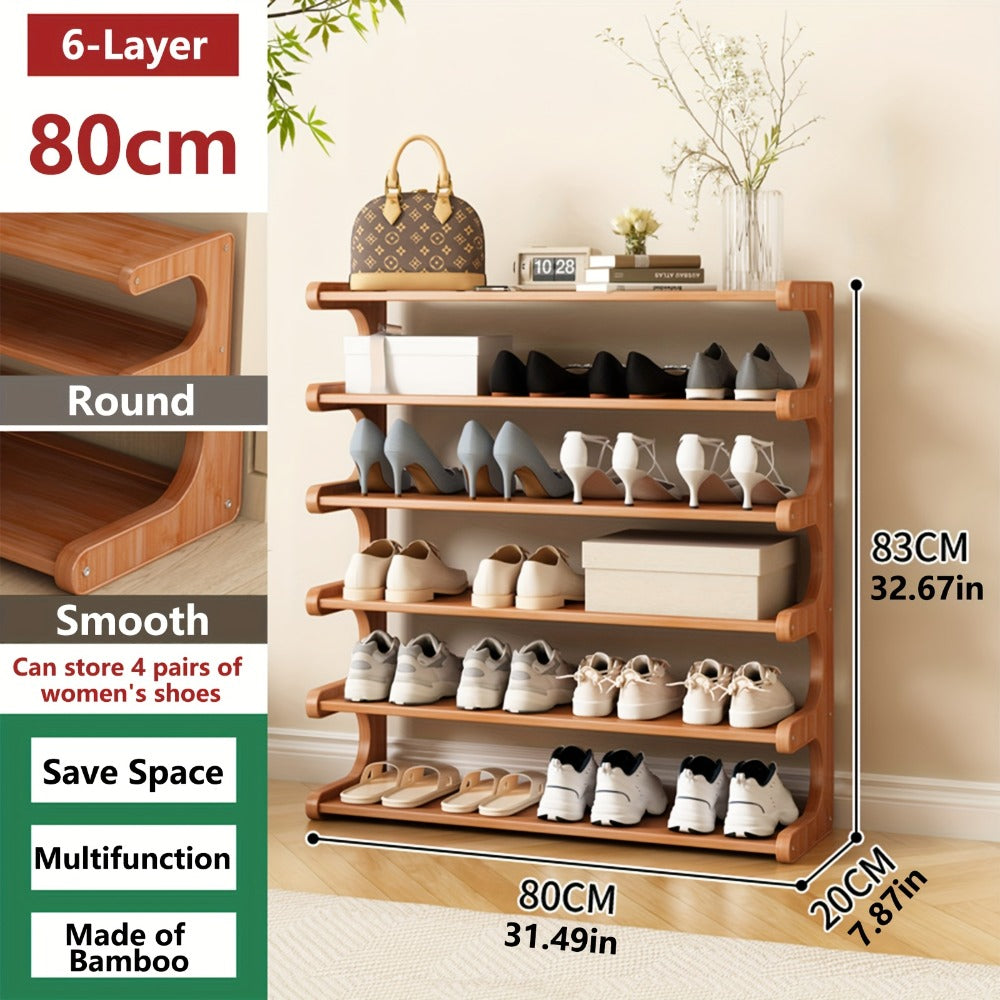3/5/6-Tier Shoe Rack, Wood Grain Finish, Multi-Layer Freestanding Shoe Storage Organizer for Entryway, Hallway & Dorm Room, Easy Assembly, Space-Saving Design, Brown