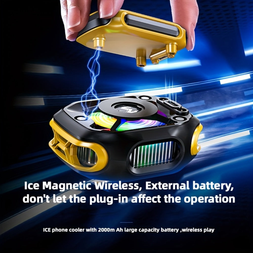 Phone Cooler Magnetic Semiconductor Cooling Fan with RGB LED Temperature Display Rechargeable Battery USB Type-C for Mobile Gaming TikTok Live Streaming iPhone Android