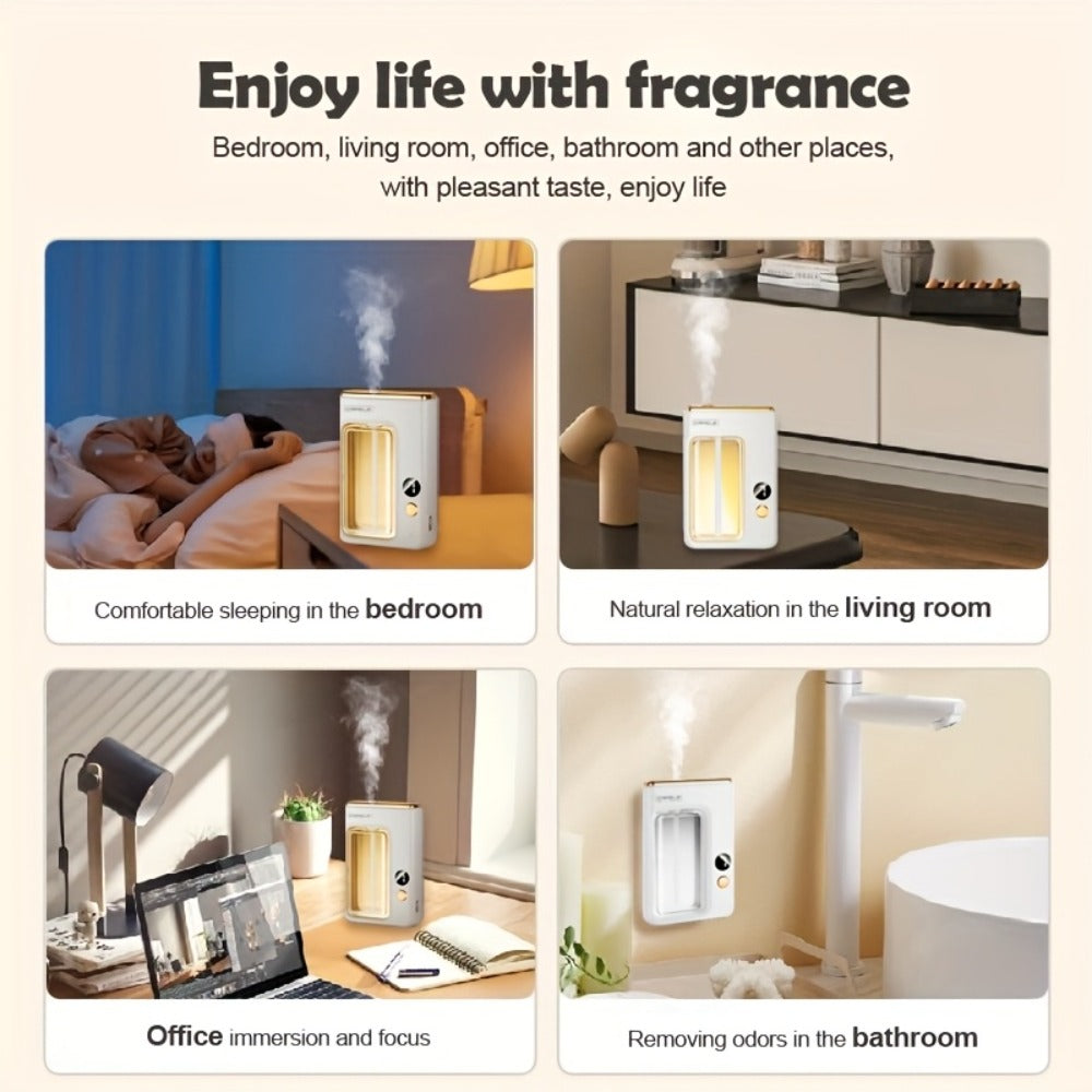 Aroma Diffuser & Humidifier 2-in-1 ¨C USB Powered, 7-Level Mist, Odor Eliminator, Includes Essential Oil (Shangri-La or Encounter), Compact Air Moisturizer & Fragrance Diffuser for Home, Office & Bedroom