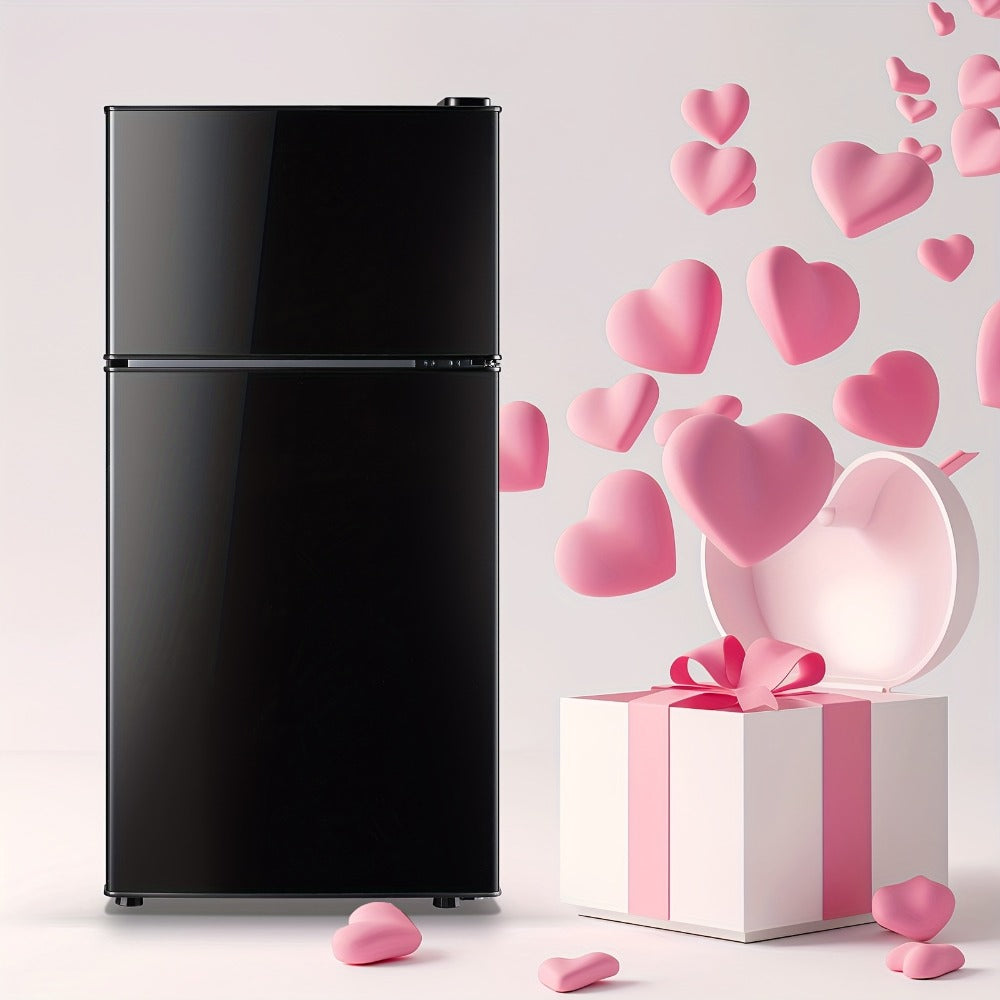 Compact Refrigerator, 3.2 Cu Ft Single Door Mini Fridge with 4-Layer Storage, Removable Shelves, Crisper Drawer & Adjustable Temperature ¨C Quiet Energy-Efficient Small Fridge for Dorm, Office, Apartment and Bedroom