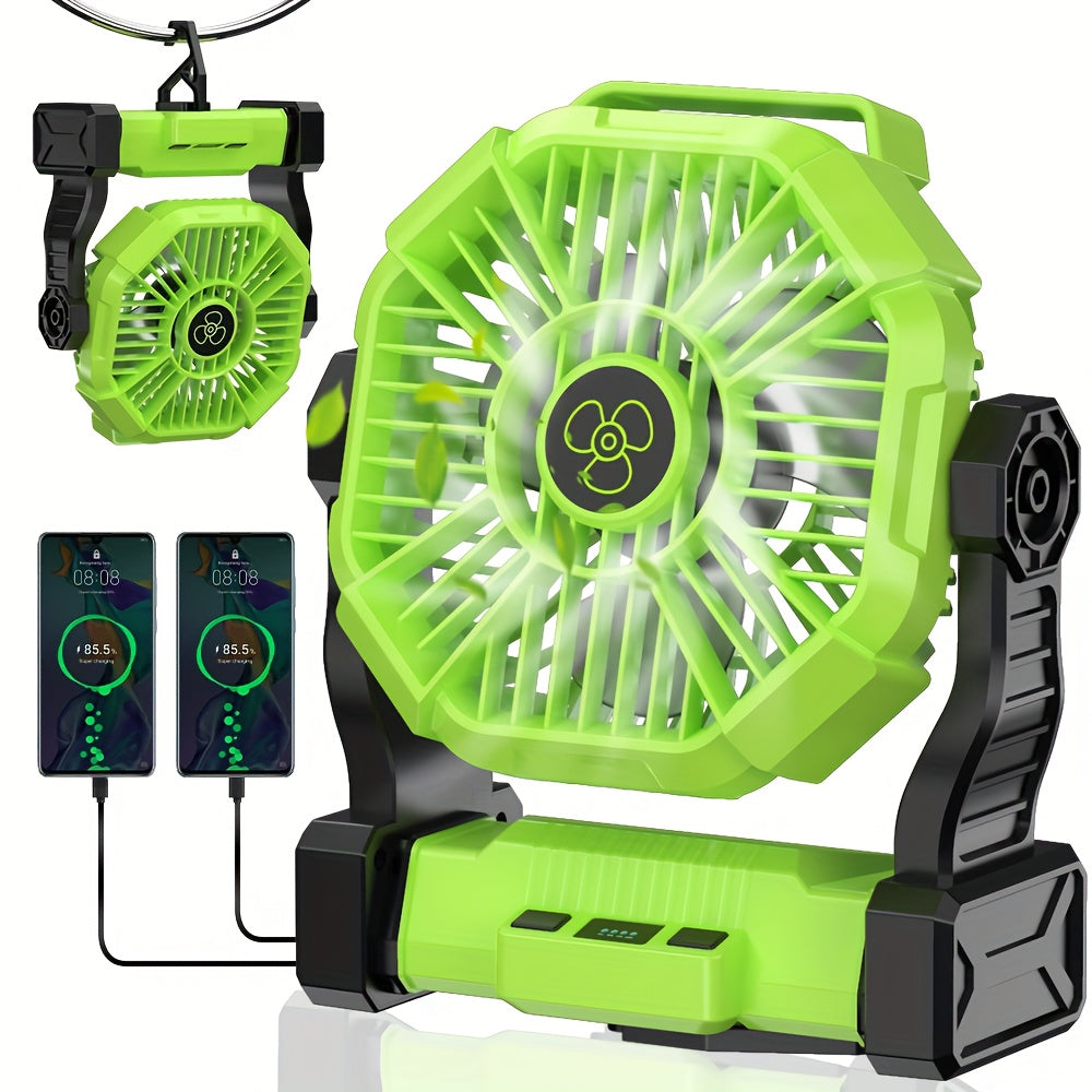 Camping Fan with LED Lantern 3-in-1 Rechargeable Portable Tent Fan with Hook Timer & Rotation for Car RV Barbecue Travel Outdoor