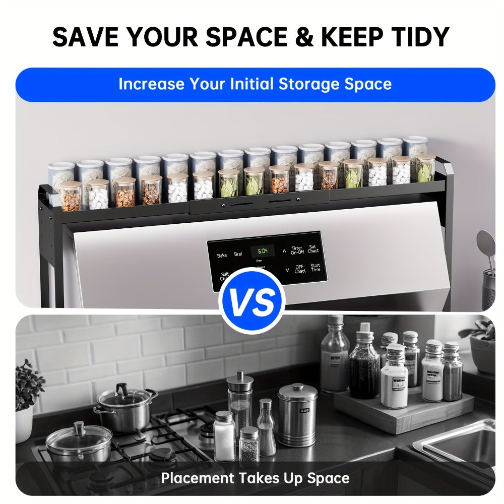 Stove Shelf Spice Rack Organizer ¨C Expandable Adjustable Height Kitchen Storage Rack for Back of Stove, Over Sink, Counter Top Organization