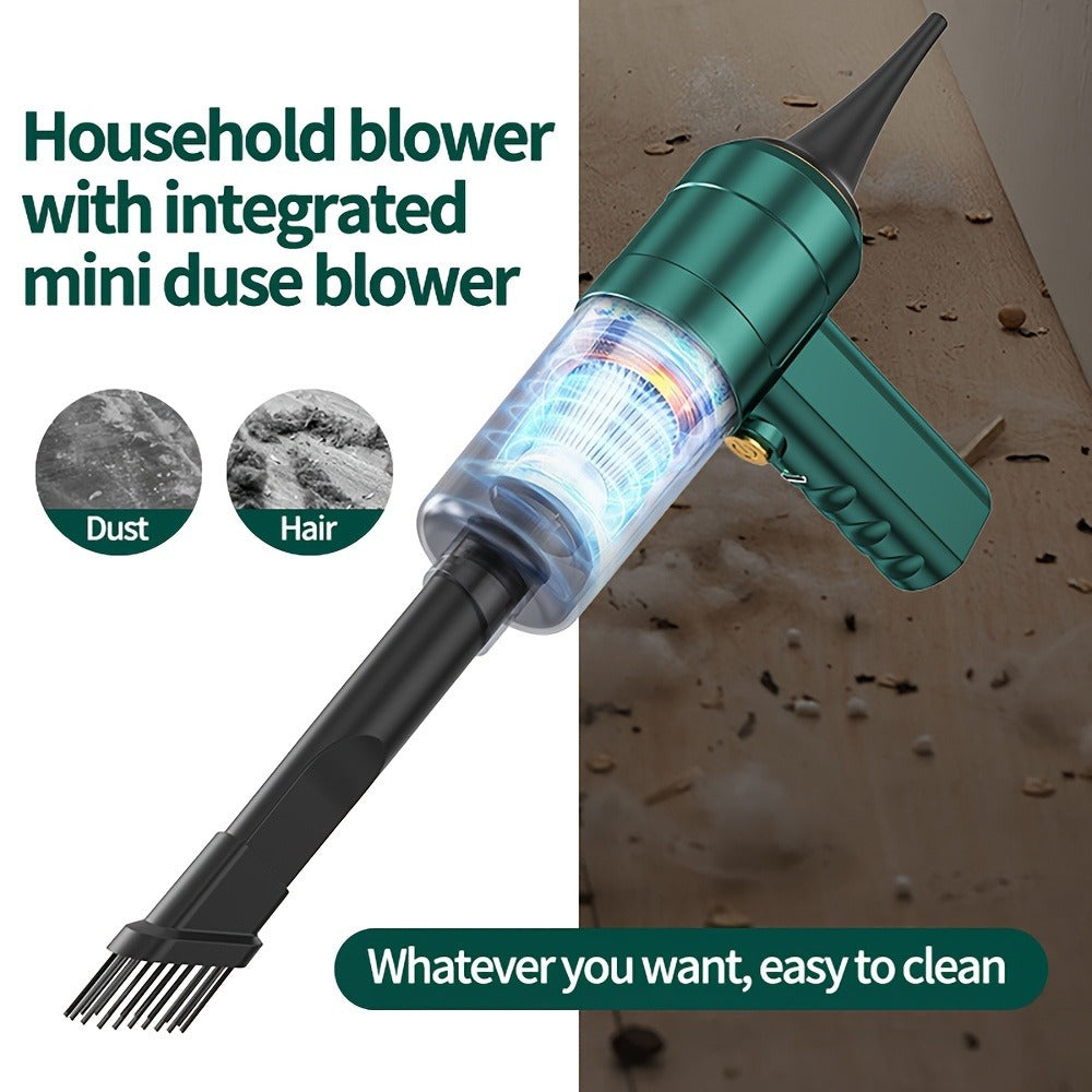 Mini Handheld Vacuum Cordless 4-in-1 Rechargeable | Portable Car Vacuum Cleaner & Air Blower & Hand Pump ¨C Dust Buster for Keyboard, Car Interior, Inflate & Deflate, Green