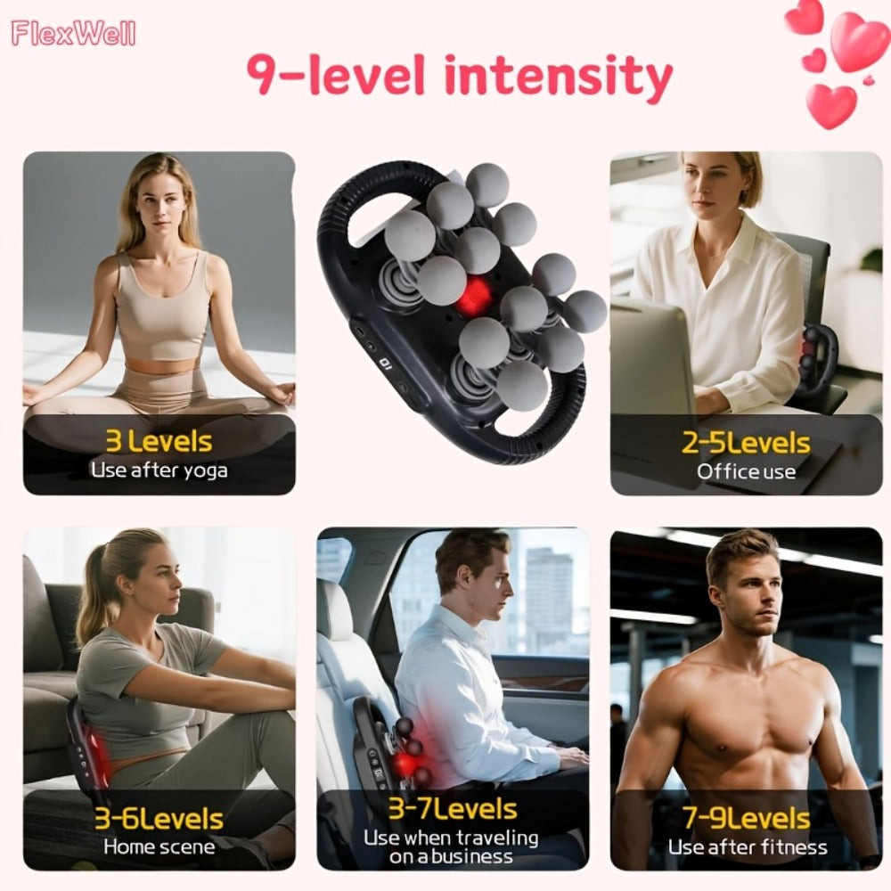 Massage Gun 12 Heads Deep Tissue Percussion Muscle Massager Set for Back Neck Shoulders Legs Foot Pain Relief Quiet Handheld Electric Body Massager