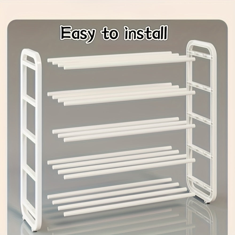 5 Layer Shoe Rack Space Saving Narrow Design | Floor to Ceiling Shoe Storage Organizer | Durable Entryway Closet Living Room Door Shoe Shelf in White