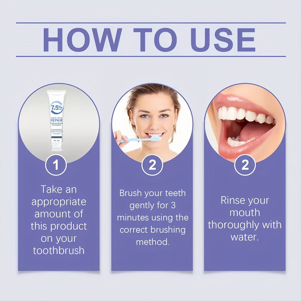 Hydroxyapatite Whitening Toothpaste 6 Pack - 7.5% Nano Deep Cleaning Gentle Non-Irritating Mint Fresh Breath Toothpaste for Sensitive Teeth, Daily Oral Care, Family & Travel Set
