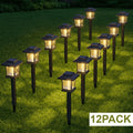 Solar Pathway Lights Outdoor Edison Style LED ¨C Up to 12 Hours Auto On/Off IP44 Waterproof | Warm White Solar Garden Lights for Yard, Driveway & Walkway | Black & Brown Upgraded Stake Lights