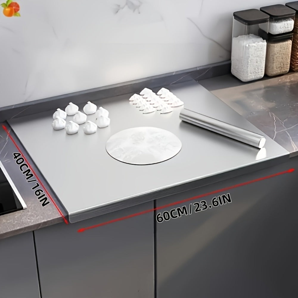 Stainless Steel Cutting Board Extra Large 304 Steel Anti-Slip L-Edge for Baking Kneading Dough BBQ Kitchen Chopping Board 3 Sizes