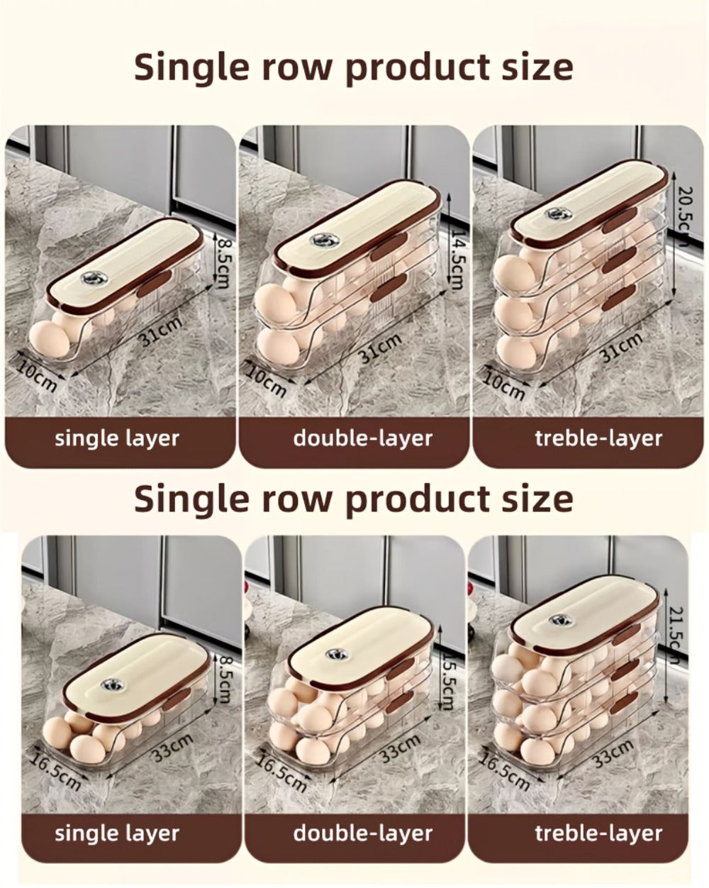 Egg Organizer for Refrigerator, Multi-Layer Auto-Rolling Egg Rack with Large Capacity ¨C Space-Saving Egg Storage Dispenser for Fridge, Cabinet & Countertop, Ideal for Busy Families
