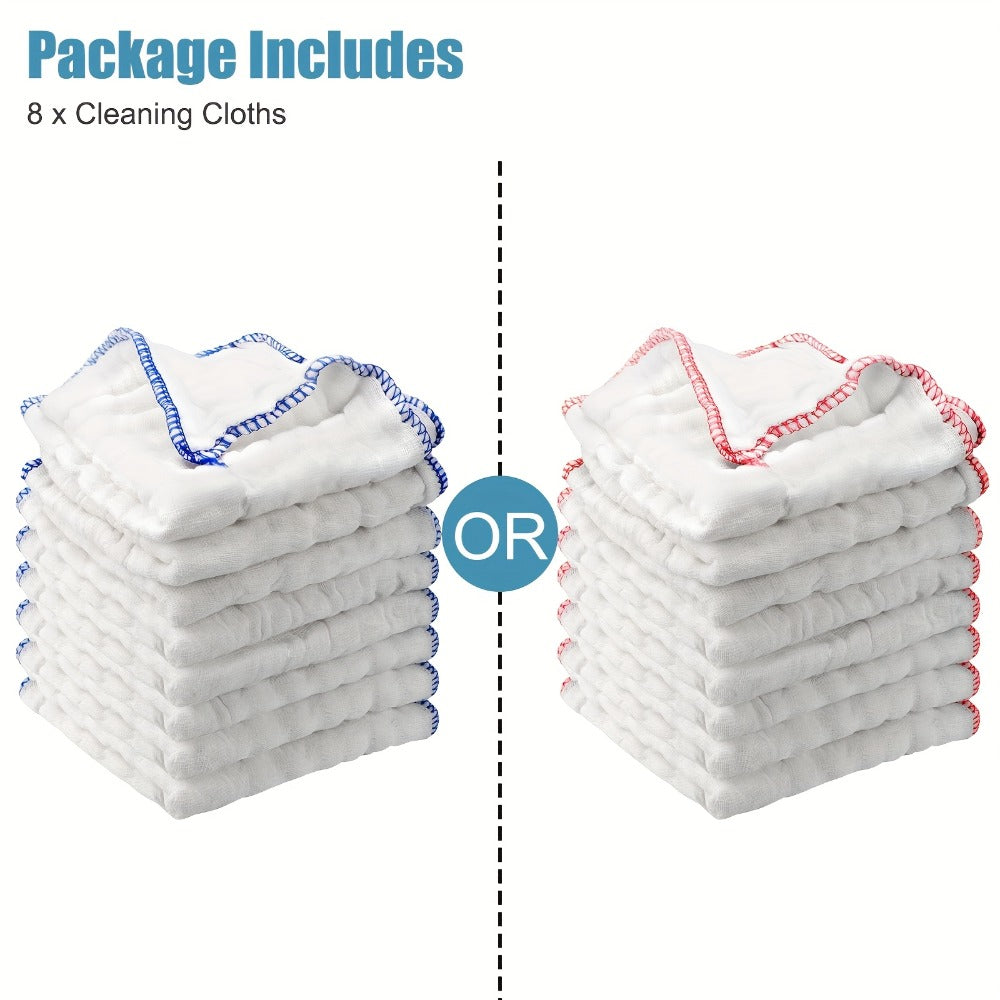 8pcs Cotton Dish Cloths Super Absorbent Reusable Kitchen Cleaning Towels Soft Dishcloths for Home Dining Room