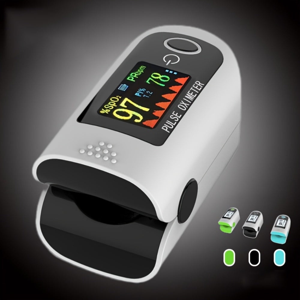 Fingertip Pulse Oximeter Blood Oxygen Monitor ¨C SpO2, Heart Rate & Perfusion Index Display, Digital Finger Clip O2 Meter for Home Use & Sports, Batteries Included