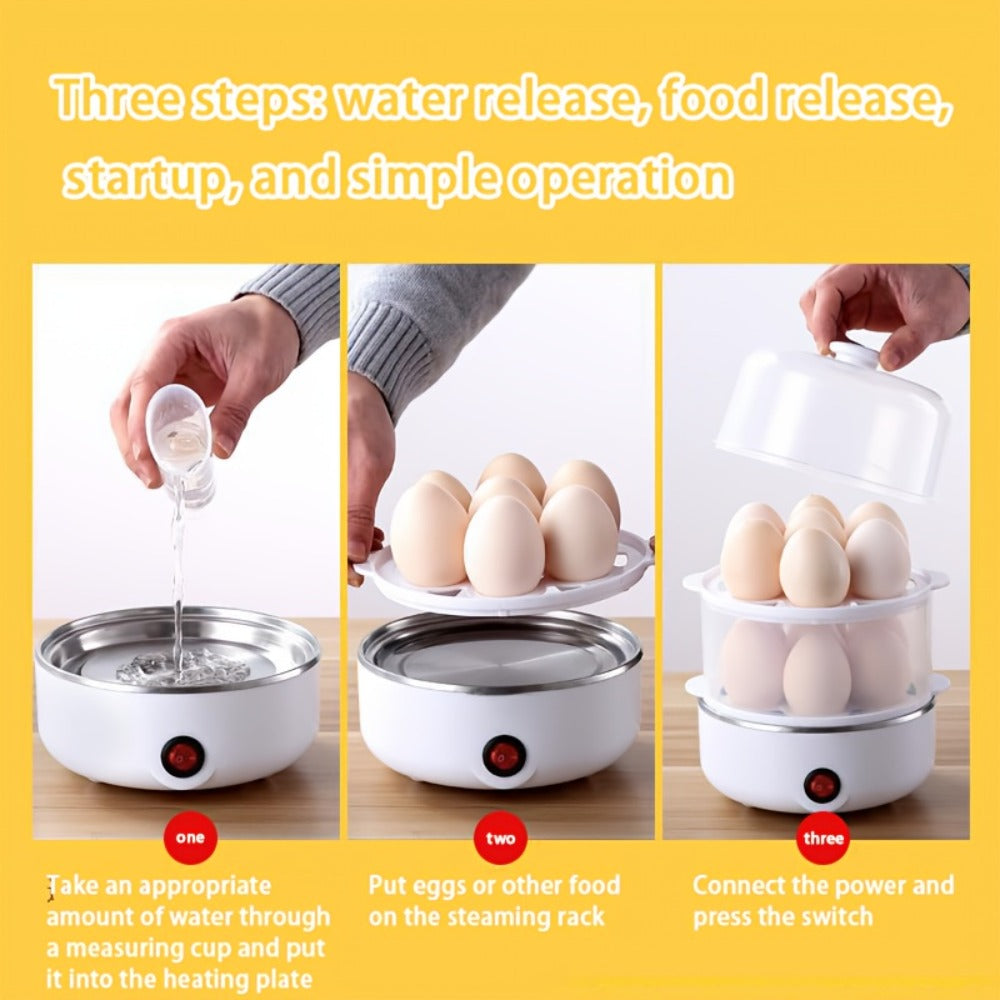 Egg Steamer Stainless Steel Mini Breakfast Machine Single Double Layer Multi-Functional Egg Cooker for Home Dormitory Student Dorm Back to School Holiday Gift