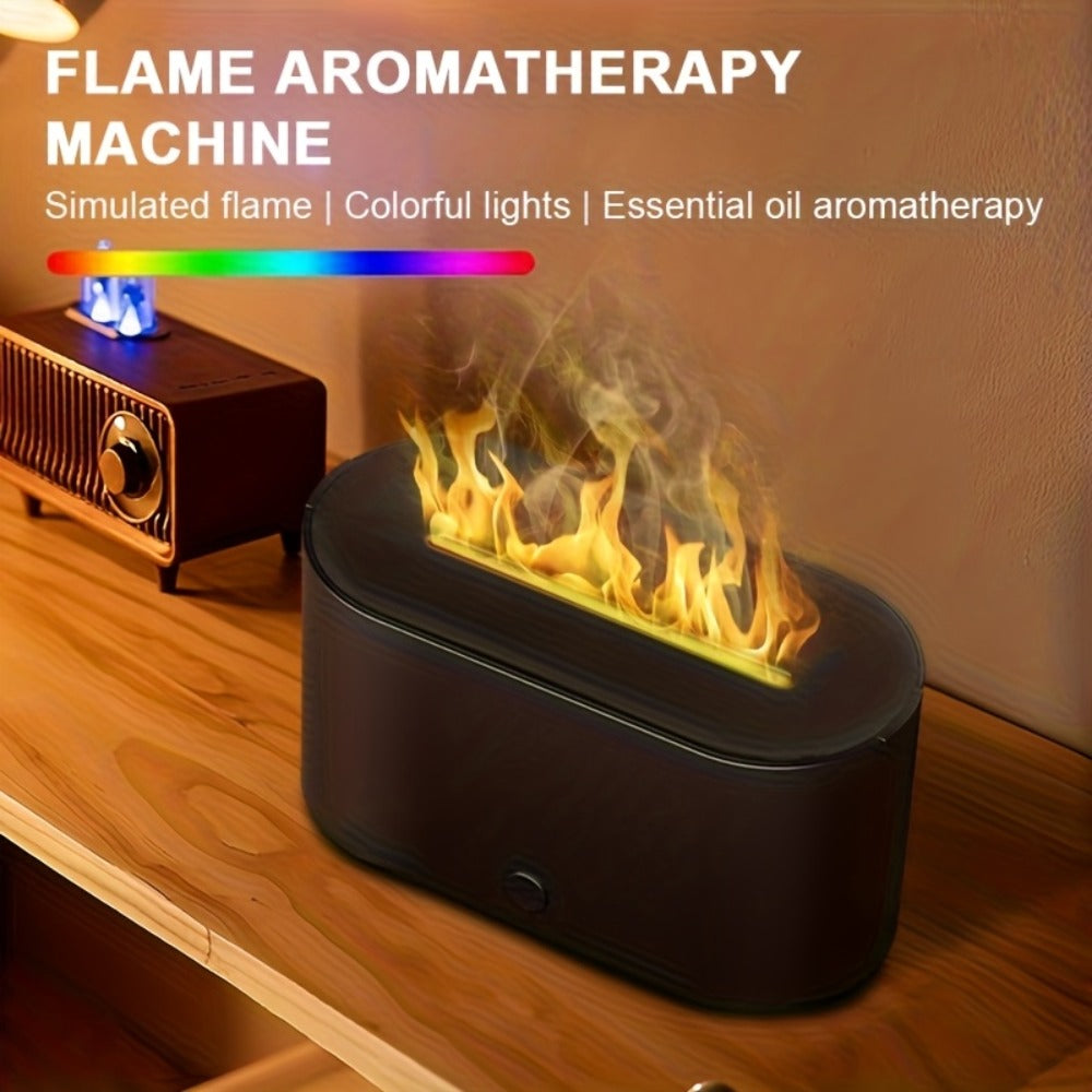 Flame Humidifier USB Mini - 7-Color Flame Atmosphere Light, Aromatherapy & Humidification 2-in-1, 3-Gear Mist Adjustable, Top Fill Design, Romantic Bedroom Decor Night Light, Christmas Gift
