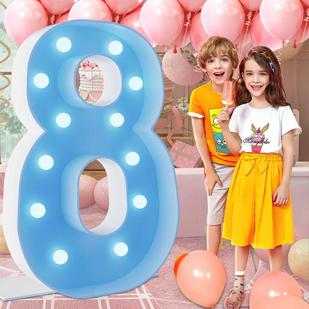 Marquee Number Lights 4 Feet Tall LED Light Up Numbers 0-9 20 for Birthday Party Anniversary Graduation Decoration 11 Colors 3 Flash Modes Foam Board String Lights Included