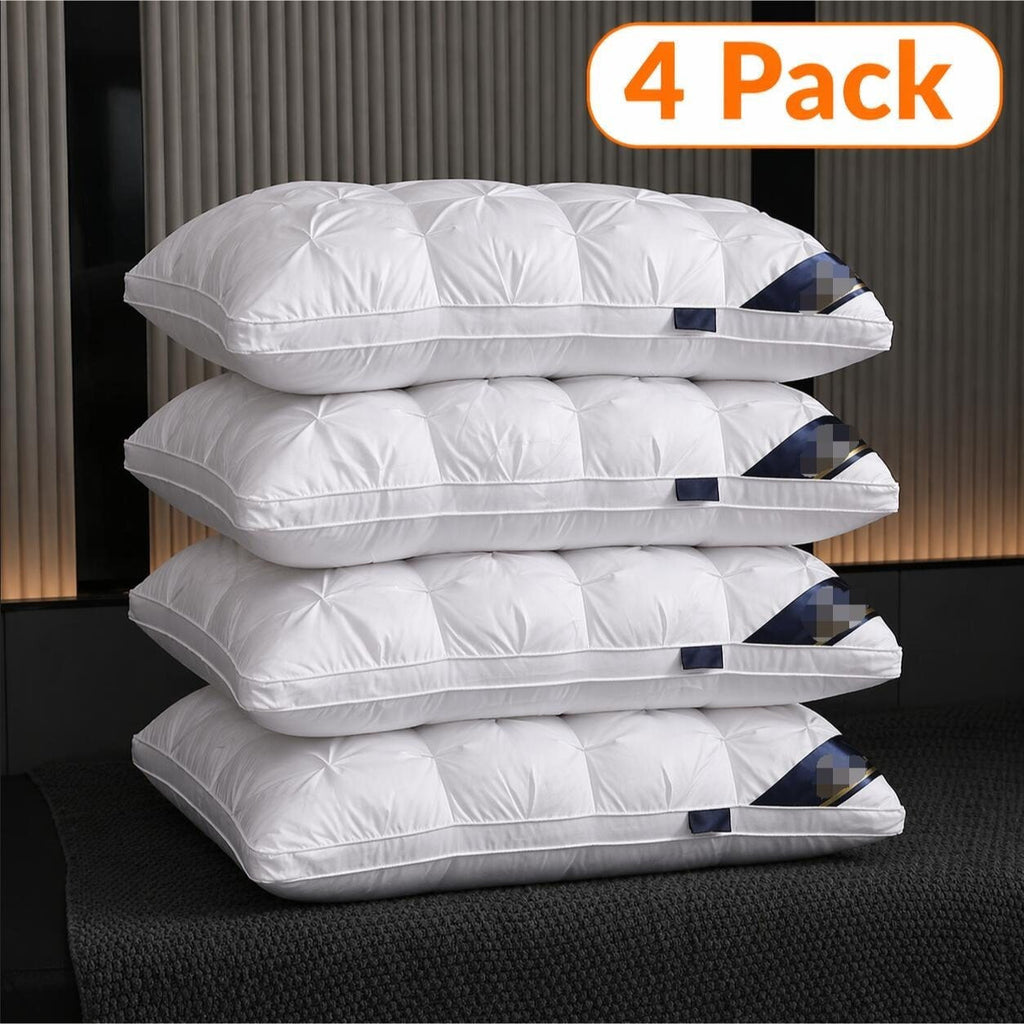 Hotel Quality Pillow Soft Polyester Fiber Bed Pillow with Zipper Closure for Deep Sleep Neck Support, Machine Washable All Season Pillow for Home Bedroom, White Grey 1 2 4 Pack