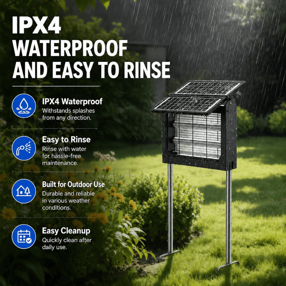 Solar Bug Zapper Outdoor ¨C 4500V Electric Mosquito Killer with Dual Solar Panels & USB Charging, Auto On/Off Light Sensor, IPX4 Waterproof Insect Trap for Patio, Backyard, Garden & Camping