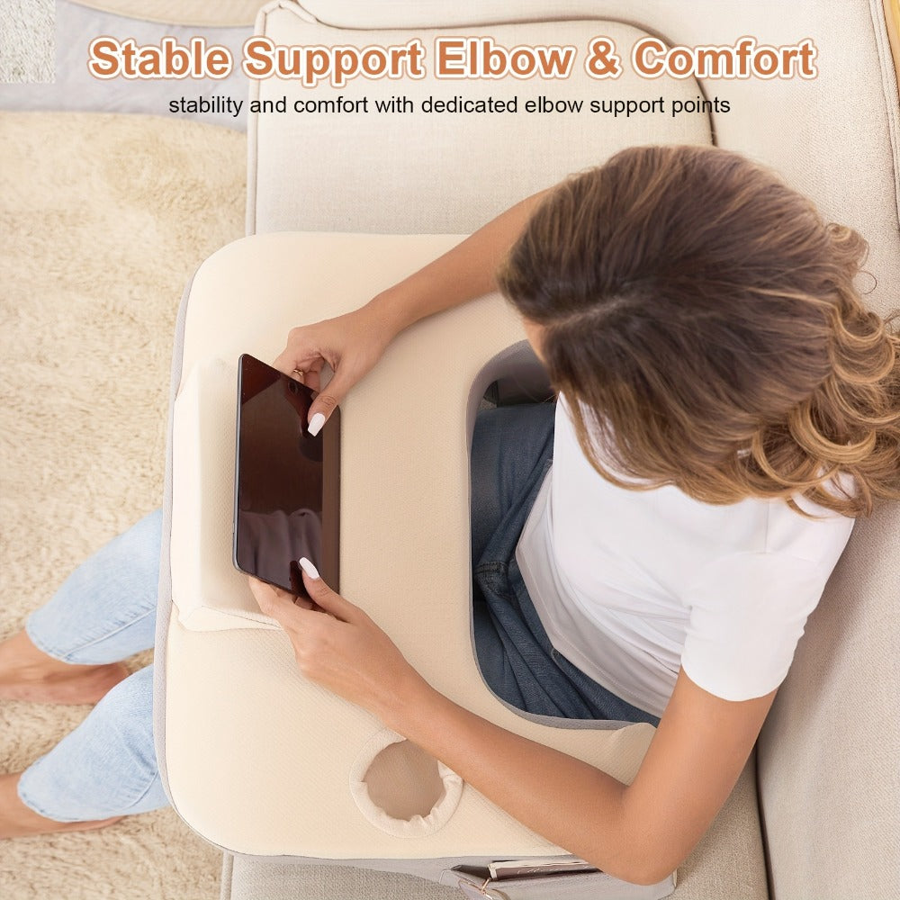 Reading Pillow with Side Pocket & Memory Foam Filling, Large Backrest Pillow for Bed Sofa Floor, Husband Pillow for Reading Gaming Relaxing, Gifts for Men Women, Gray, 2.2KG/4.5LB