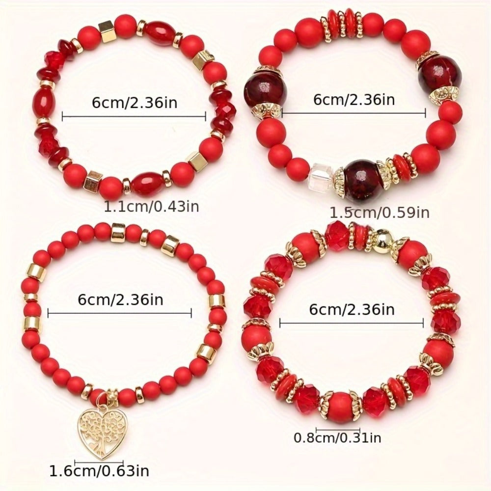 Bohemian Beaded Bracelet Set 24pcs ¨C Multi-Layer Wooden Bead Elastic Bracelets with Butterfly Elephant Tree Pendant, Handmade Colorful Tassel Wristbands for Women Men, Party Gift & Daily Wear
