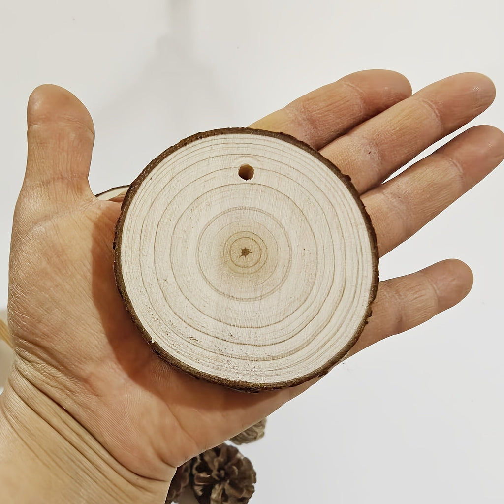 Wood Slices 28 Pcs Natural Log Bark Rounds for Crafts DIY Centerpieces Christmas Ornaments Wreaths Wedding Decor Painting Woodworking 2.76-3.54 Inch with or without Holes