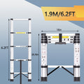Telescoping Extension Ladder Aluminum Heavy Duty 330 LBS ¨C 6.5 / 8.5 / 10.5 / 12.5 FT Folding Telescopic Ladder, Easy Store, Multi-Purpose for Roof Repair, Painting, Gutter Cleaning & Outdoor Work