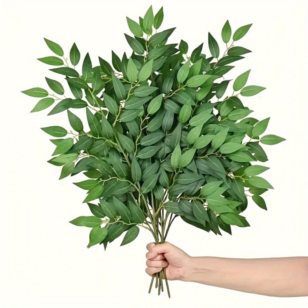 Artificial Ivy Leaves 100pcs Real Touch Faux Greenery Bulk, Realistic Plastic Willow Leaf for Wedding Home Decor DIY Wreaths Party Outdoor Decoration, Lush Ivy Vine Leaves Long Lasting