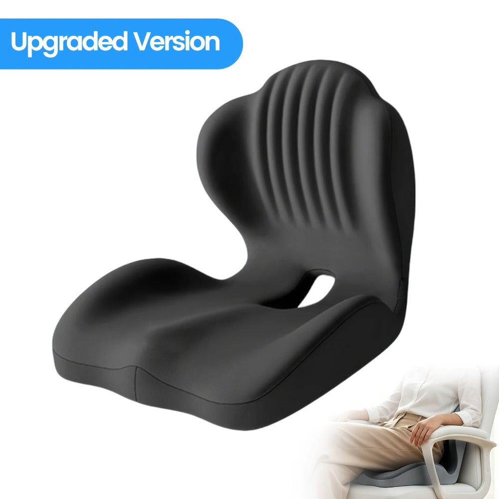 Memory Foam Seat Cushion Ergonomic with Back Support & Breathable Hollow Design ¨C Comfortable Chair Pad for Office, Car Seat & Long Sitting, Unisex Gift