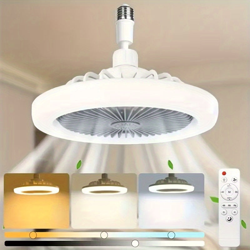 Ceiling Fan Light with Remote Control, Dimmable LED 3000-6500K, 3-Speed Fan, E26 Base, 360¡ã Adjustable Universal Joint, Timed Night Light, Room Decor White & Gray
