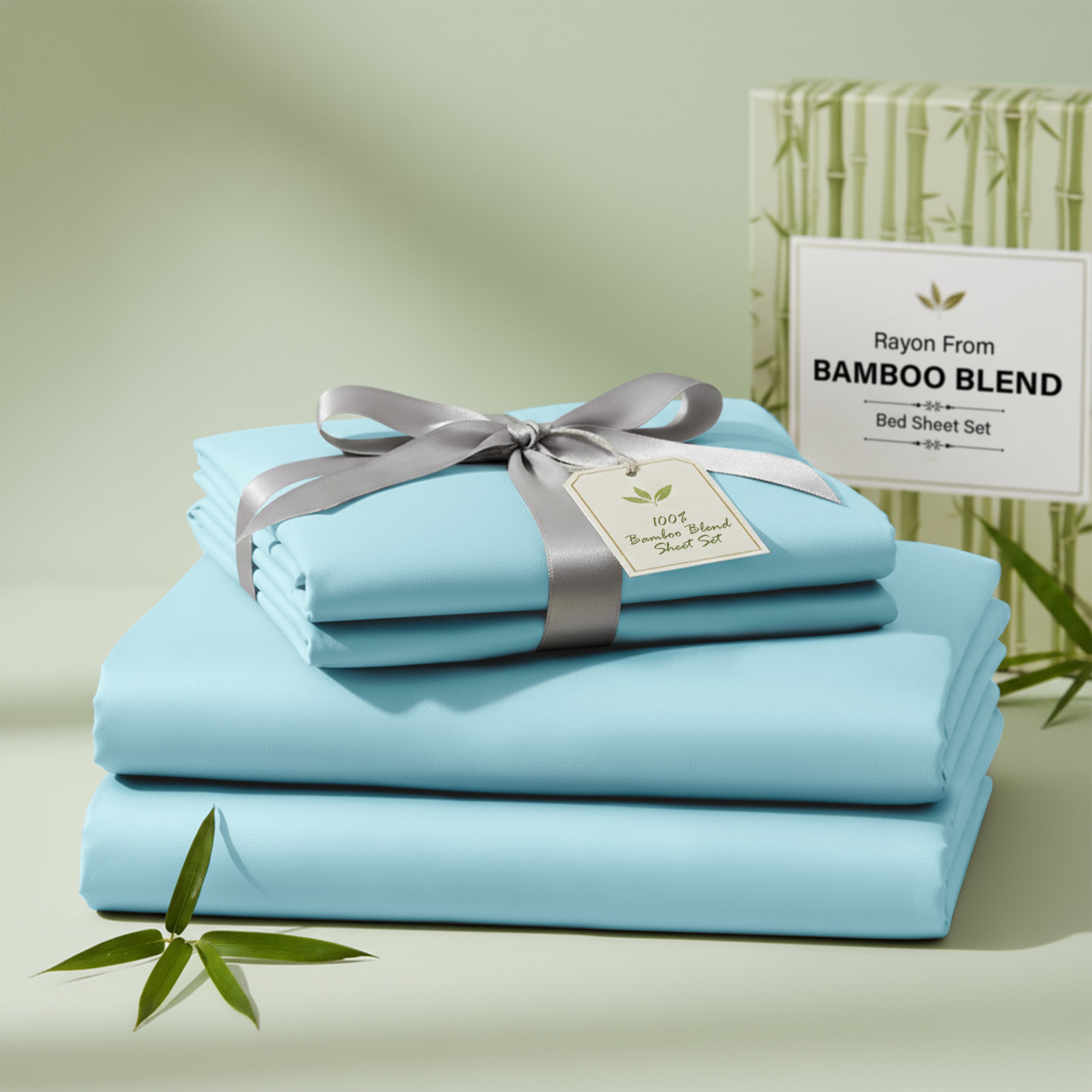 Bamboo Blend Bed Sheet Set 4 Piece 30% Bamboo Viscose 70% Polyester Cooling Deep Pocket 16 Inch Wrinkle-Resistant Moisture-Wicking Twin Full Queen King Cal King