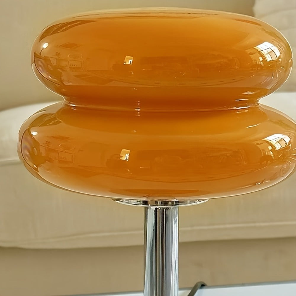 Mushroom Lamp Dimmable Bedside Nightstand Light Glass Shade Aesthetic Cute Table Lamp for Bedroom Living Room Home Decor Ambient Lighting Orange