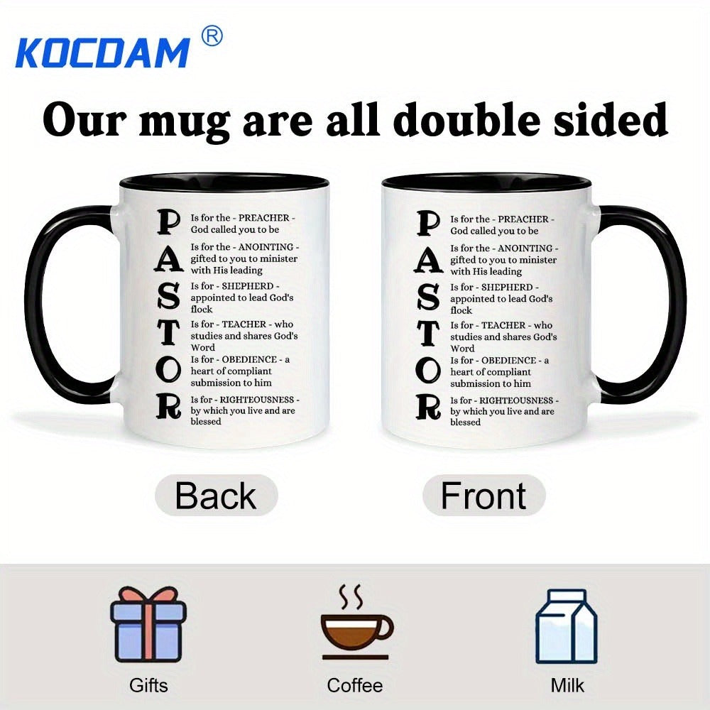 Pastor Appreciation Ceramic Mug 11oz - Insulated Coffee Cup for Hot & Cold Drinks, Dishwasher Safe, Funny Pastor Definition Gift for Him Her, Birthday Christmas Valentine Easter Present