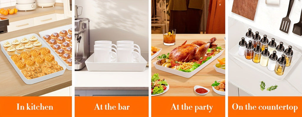 Serving Tray Set of 4 ¨C Reusable Plastic Platters for Fruit, Cookies, Dessert & Snacks | Kitchen Party Organizer