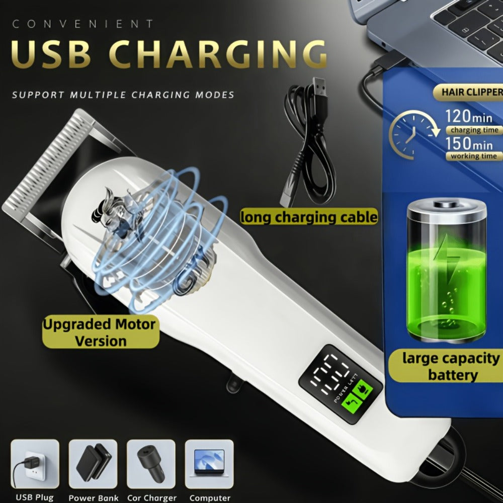 Hair Grooming Kit for Men - Electric Hair Clipper Set with Digital LCD Display, USB Rechargeable, Professional Barbershop Quality for Home Use, Holiday Father's Day Valentine's Day Gift