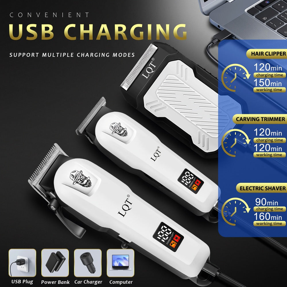 Electric Hair Clipper Set for Men - Professional Cordless Hair Trimmer Kit with Hairdressing Tools, Portable Shaver, Home Barber Set, Gift for Him