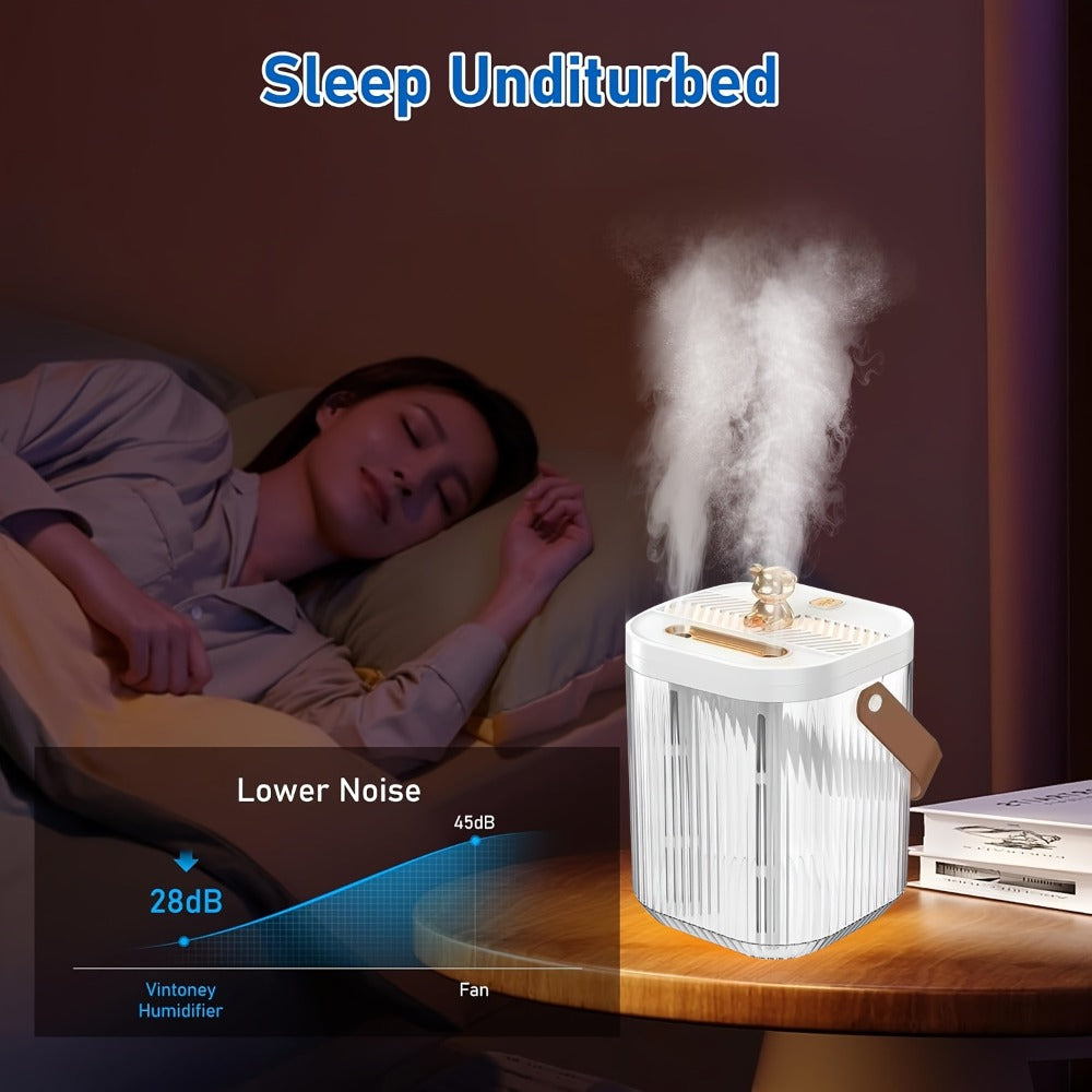 Large Humidifier 2L Smart 2-in-1 with Night Light ¨C Dual Nozzle, 3 Mist Modes, Auto Shut-Off, Dry Burn Protection, Silent Operation, Covers 215 Sq Ft, for Bedroom, Baby Room & Office (Green)