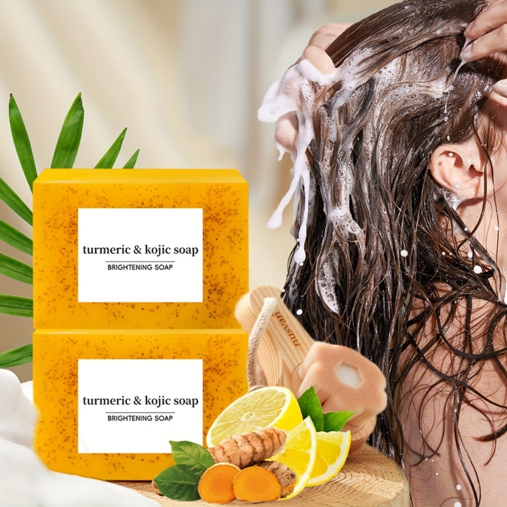 Turmeric Soap Handmade Bar ¨C Lemon, Quercetin & Vitamin E Natural Soap with Olive Oil, Deep Cleansing & Moisturizing, Brightening Body & Face Wash Soap, Turmeric Shampoo Bar for All Skin Types