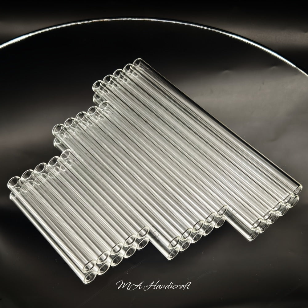 Glass Straws Reusable 12 Pack with Cleaning Brushes - Borosilicate Glass Drinking Straws 6 or 8 Inch, Clear & Colorful, Thick 12mm, Dishwasher Safe for Smoothies, Juice, Coffee & Cocktails